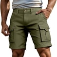 thumbnail image 1 of YANGXINX Men's Casual Cargo Shorts Summer Solid Stretchy Elastic Waist Work Short Pants Multi Pockets Lightweight Relaxed Fit Runnnig Shorts, 1 of 5