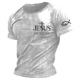 thumbnail image 1 of YANGXINX Men's Christian T-Shirts Stylish Faith Cross Bible Verse Graphic Short Sleeve Tees Casual Stretchy Classic Fit Inspirational Tops, 1 of 3