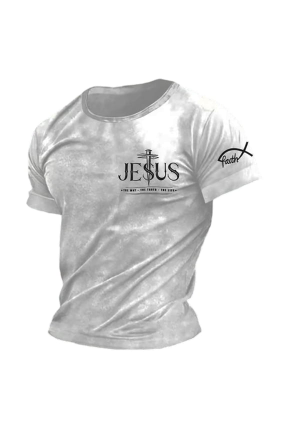 Men's Christian T-Shirts Stylish Faith Cross Bible Verse Graphic Short Sleeve Tees Casual Stretchy Classic Fit Inspirational Tops