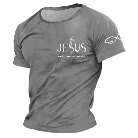 YANGXINX Men's Christian T-Shirts Stylish Faith Cross Bible Verse Graphic Short Sleeve Tees Casual Stretchy Classic Fit Inspirational Tops