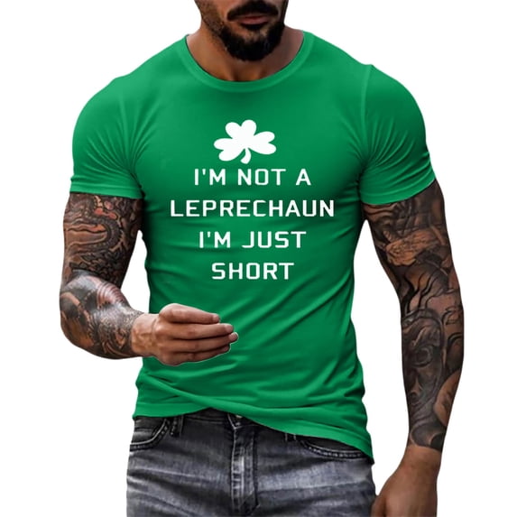 YANGXINX Men's St. Patrick's Day T Shirts 2026 Shamrock Graphic Print Short Sleeve Crewneck Tops Holiday Casual Stretch Classic Fit Pullover Tees