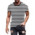 thumbnail image 1 of YANGXINX Mens Carnival Striped T-Shirts Texture Color Block Crew Neck Short Sleeve Tees Soft Breathable Casual Loose Pullover Tops, 1 of 4
