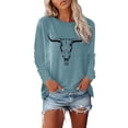 thumbnail image 1 of YANGXINX Women's Graphic T Shirts Vintage Western Aztec Printed Casual Short Sleeve Tee Tops Soft Comfortable Daily Wear Loose Fit Blouses, 1 of 4