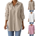 thumbnail image 1 of YANGXINX Womens Dress Shirts Long Sleeve Button Down Elegant Free Collared Work Office Solid Blouses Dressy Casual Relaxed Fit Tops, 1 of 6