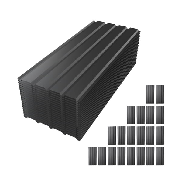YANGXUN 20 Pack Grey Galvanized Corrugated Metal Roof Panels 42.5 Inch Length Waterproof Heavy Duty Metal Roof Sheets for Sheds Garages Patio Stables Outdoor Storage Buildings