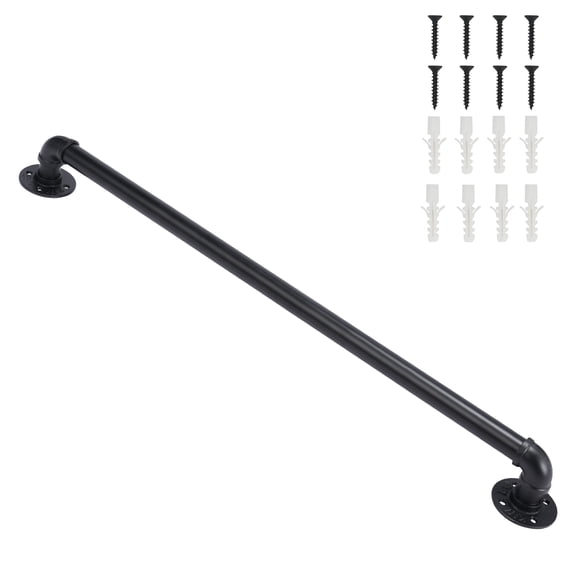 YANGXUN 3FT Iron Stair Handrail Heavy Duty Courtyard Step Railing System Weather Resistant Matte Black Grab Bar for Indoor Outdoor Steps