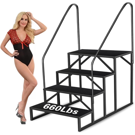 YANGXUN 4-Step Above Ground Swimming Pool Ladder with Dual Handrails Heavy Duty Metal RV Hot Tub Steps 660 LBS Weight Capacity