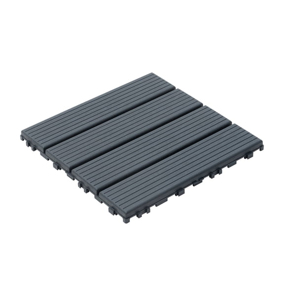 YANGXUN 44 Pack Gray 4-Carved Brick Pattern Square Interlocking Plastic Patio Deck Tiles All-Weather Waterproof PP Floor Pavers for Balcony Poolside Backyard Indoor Outdoor Use