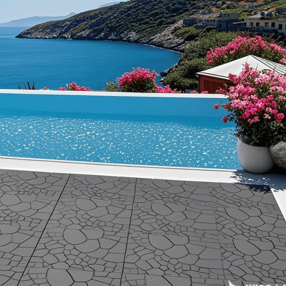 YANGXUN 44 Pieces Interlocking Deck Tiles 12x12 Inch Dark Gray DIY Modular Patio Flooring Waterproof Anti Slip Polymer Pavers for Poolside Balcony Backyard