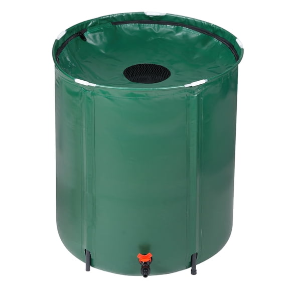 YANGXUN 50 Gallon Green Folding Rain Barrel Water Collector Collapsible Rainwater Storage Tank with Filter Screen & Hose Spigot for Garden Yard