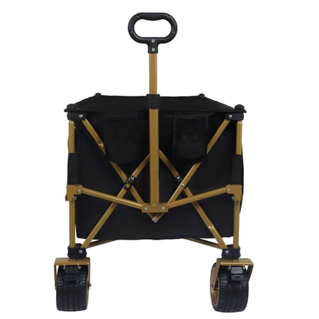 YANGXUN 51 Inch Extra Long Large Foldable Utility Wagon Black Heavy Duty 480lbs Capacity Collapsible Grocery Cart with Patented Stable Frame and 7 Inch All Terrain Wheels