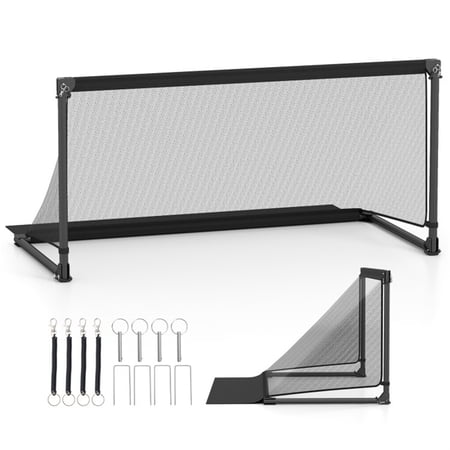 YANGXUN 59 Inch Portable Folding Soccer Goal L Size Training Net with Heavy Duty Metal Frame and Tear Resistant PE Mesh Black