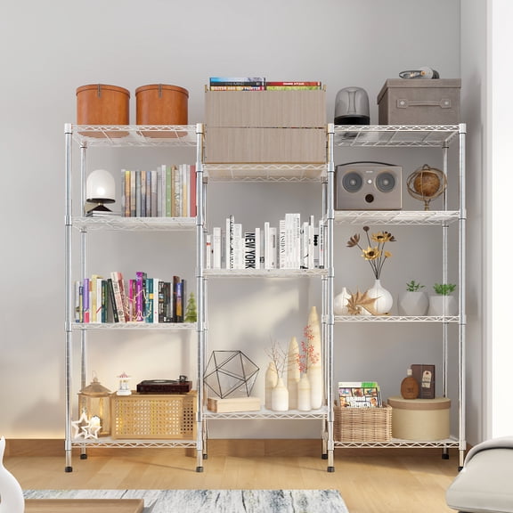 YANGXUN 63 Inch NSF Metal Wire Shelving Unit Heavy Duty 11 Tier Adjustable Garage Storage Rack Silver