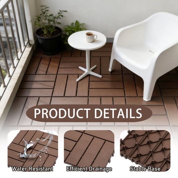 YANGXUN 68 Pack Plastic Interlocking Deck Tiles 11.42x11.42 Inch Waterproof Patio Pavers Composite Outdoor Flooring for Backyard Balcony Porch Pool Side 61.6 Sq Ft