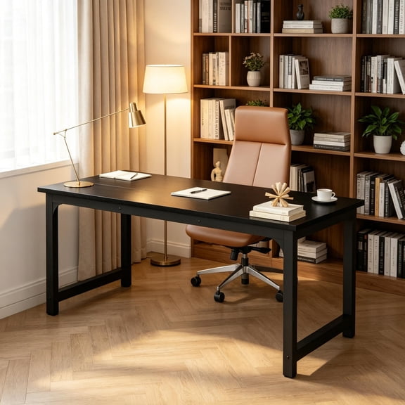 YANGXUN 71 Inch Conference Table Large 6 Person Meeting Table Industrial Rustic Brown Computer Desk Executive Office Workstation with Heavy Duty Metal Frame