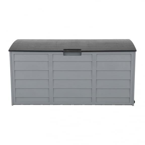 YANGXUN 75 Gallon 260L Grey Plastic Outdoor Storage Deck Box Weatherproof Lockable Patio Storage Chest with Wheels & Side Handles
