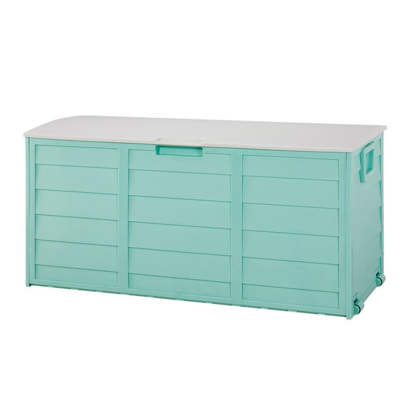 YANGXUN 75 Gallon 280L Weather Resistant Plastic Outdoor Storage Deck Box Lockable Patio Storage Chest with Wheels & Side Handles for Cushions Garden Tools Toys