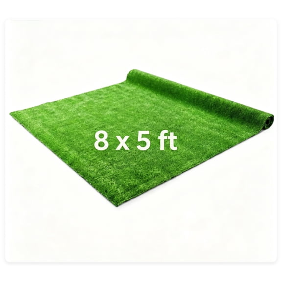 YANGXUN 8 x 5 Ft Artificial Turf Roll 0.3 Inch Low Pile Synthetic Grass Mat Fade Resistant Fake Lawn Rug for Dogs Patio Balcony Playground Green