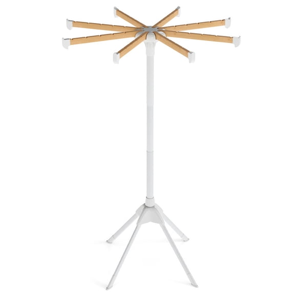 YANGXUN Foldable Natural White Bamboo Clothes Drying Rack with 40 Hanger Slots Adjustable Multi Angle Space Saving Indoor Laundry Drying Stand