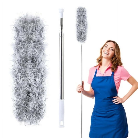 YANGXUN Gray Bendable Microfiber Cleaning Duster with Retractable Extension Pole Long Handle Duster for Ceiling Fans High Ceilings Blinds Furniture & Cars