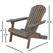 YANGXUN Heavy Duty Wooden Adirondack Chair Foldable Acacia Wood Lawn Lounge Recliner for Backyard Garden Gray