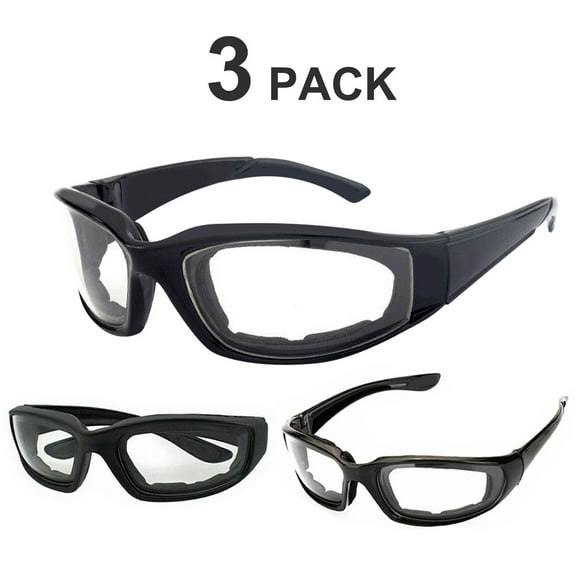 YANGXUN Motorcycle Riding Goggles 3 Pack Wind Resistant Sports Sunglasses Clear Lens Eye Protection for Cycling Hiking Black Frame