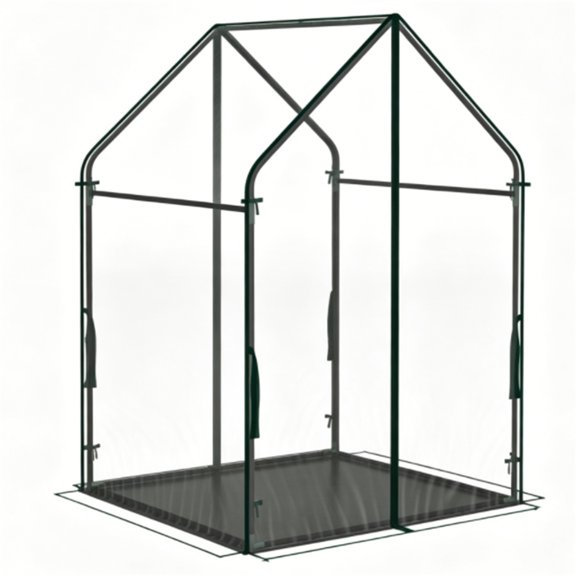 YANGXUN Portable Mini Greenhouse Clear Plant Grow Tent with PE Bottom Mat Windproof Metal Frame Outdoor Green House with Stakes and Wind Ropes