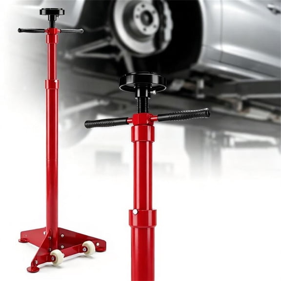 YANGXUN Red Adjustable Underhoist Support Jack Stand 1654 LBS Capacity Triangular Base with Wheels & Anti Slip Rubber Platform for Garage Car Repair