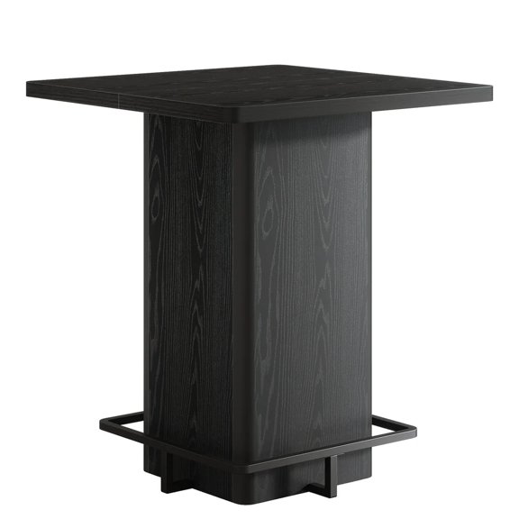 YANGXUN Square Bar Table 31.5" Dark Wood Grain Pub Table with Metal Footrest MDF Pedestal High Top Table for Kitchen & Cafe