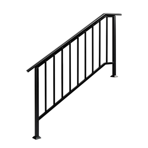 YANGXUN Wrought Iron Outdoor Step Handrail Fits 4 to 5 Steps 600 LBS Capacity All Weather Anti Rust Stair Railing for Porch Garden Concrete Wood Steps