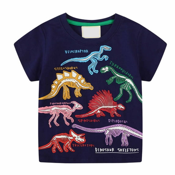 YANHAIGONG 1-7 YearsBoys Cotton T Shirts, Luminous Dinosaur Tee 3d Printing Shirts, Boys Girls T-Shirt Crew Neck Short Sleeve Multi Color Graphic T Shirt,Fashion Boys Summer Clothes Clearance
