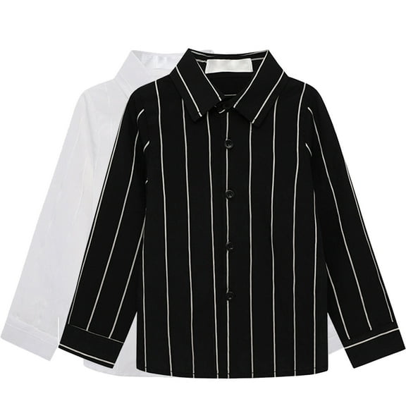 YANHAIGONG 2-13 Years Boys School Uniform Shirts Long Sleeve,Cotton Boys Button Down Shirts,Spring Summer School Uniform Shirts for Girls Bays,Fashion Casual Top Turndown Collar Shirt