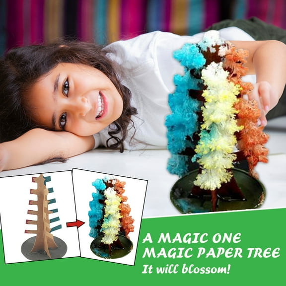 YANHAIGONG 3 in 1 Mini Christmas Tree Magic Growing,Paper Tree Colorful DIY Crystal Growing Kit,Christmas Tree Ornaments Decoration Toy Novelty Xmas Gift Boys Girls Science Kits & Toys Learning Guide