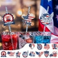 thumbnail image 1 of YANHAIGONG American Flag Red Blue White Paper Straws, 24 Stripe/Star Straws For Memorial Day /4th of July, Super Bowl, Patriotic Party, Americana Themed Party Celebration and Holiday, 1 of 9