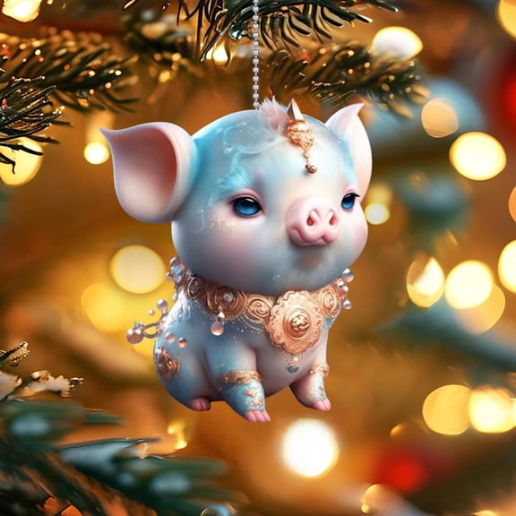 YANHAIGONG Animal Christmas Ornaments,Christmas Tree Animal Pattern 2d Acrylic Ornament, Animal Christmas Ornament, Forest Animal Decoration, Seasonal Decor for Christmas Tree Car