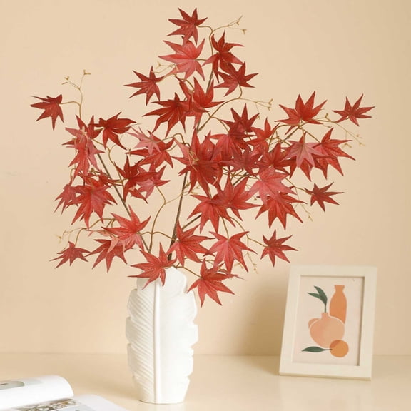 YANHAIGONG Artificial Maple Leaves Branches,Fake Fall Leaves Stems Maple Leaves Shrubs,Autumn Leaf Bushes,Faux Silk Foliage for Home Kitchen Thanksgiving Table Centerpieces Festival Decor