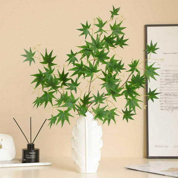 YANHAIGONG Artificial Maple Leaves Branches,Fake Fall Leaves Stems Maple Leaves Shrubs,Autumn Leaf Bushes,Faux Silk Foliage for Home Kitchen Thanksgiving Table Centerpieces Festival Decor