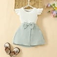 thumbnail image 1 of YANHAIGONG Baby Girl Dress Outfits,Summer 2pc Newborn Girls Cotton Dress Floral Baby Girl Summer Clothes Infant Outfits,Casual Short Sleeve Top with Knot Bow Short Skirt, 1 of 4
