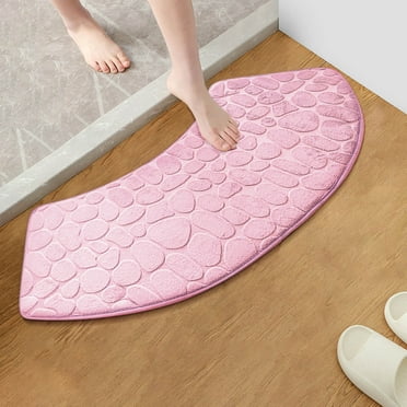 YANHAIGONG Bathroom Rugs,Curved Bath Mat ,Bath Mats for Tubs Slip Resistant,Corner Shower Mats Non Slip,Soft Absorbent Bath Tub Floor Carpet for Bathroom,Shower,Bathtub,Semi Circular Shower Mat