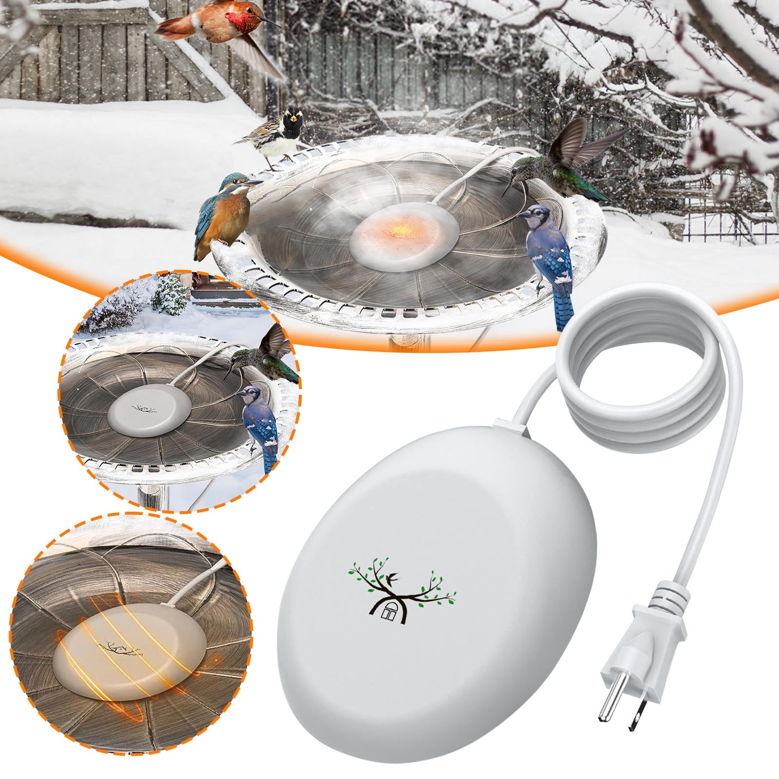 YANHAIGONG Bird Bath Heater,Birdbaths De-Icer,Birdbath Water Heater Deicer with Thermostatically ...