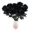 thumbnail image 1 of YANHAIGONG Black Roses Artificial Flower,12pc Black Roses Artificial Flowers with Stems,Faux Silk Flowers Bridal Gothic Wedding Bouquet,Realistic Blossom Flora for Home,office,Halloween Decorations, 1 of 7