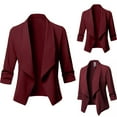 thumbnail image 1 of YANHAIGONG Blazers for Women Business Casual Women's Slim Long Sleeve Blazer Pleated Collar Solid Color Versatile Fashion Casual Jacket Blazers For Women Clearance, 1 of 5