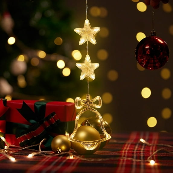 YANHAIGONG Decorative Lights for Bedroom,Christmas Window Lights Decorations,Battery Powered Christmas Window Hanging Warm White Lighted LED Sucker Lamp for Xmas Tree Fireplace Window Indoor Outdoor