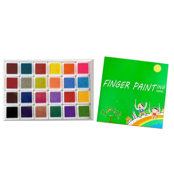 YANHAIGONG Funny Finger Painting Kit 24Color Washable Finger Paint Set with Book for Kids DIY Crafts Finger Paint Sets for Children's Day Christmas Art Painting Supplie