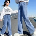 thumbnail image 1 of YANHAIGONG Girls Bootcut Jeans,Wide Leg Jeans for Girls ,Ripped Jeans for Girls,Girl's High Waist Straight Leg Cargo Long Jeans, Solid Ripped Denim Pants, 1 of 3