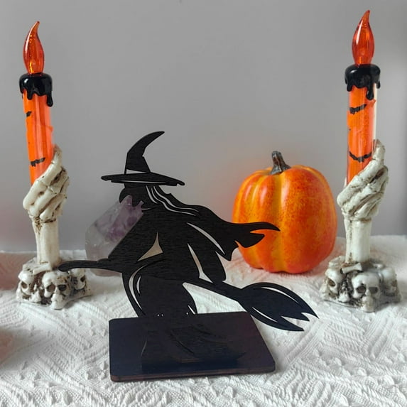 YANHAIGONG Halloween Decorations,Halloween Decorations Outdoor Clearance,Halloween Decor,Wooden Display Stand with Led Candle Projection for Festive Tissue Pom Pom Arrangement