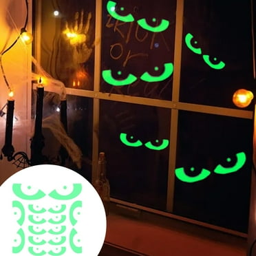YANHAIGONG Halloween Glow in The Dark Decorations,Weird Moon Sticker Green Luminous Stars 3D Bat Decal Bloody Handprint Wall Decor Ghost Spooky Eyes Window Clings for Kids Halloween Party Supplies