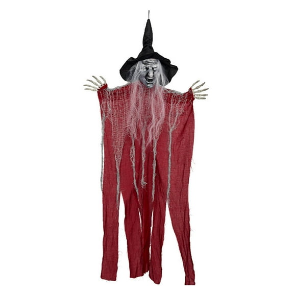 YANHAIGONG Halloween Hanging Skeleton Ghosts,Halloween Hanging Flying Witch Animatronic Red,Halloween Grim Reapers,Flying Ghosts for Haunted House Prop Décor,Indoor/Outdoor Halloween Decorations