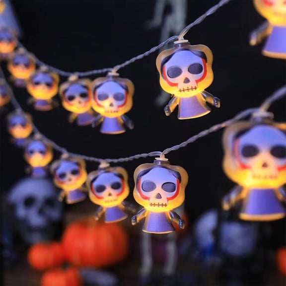 YANHAIGONG Halloween Skull String Lights,Halloween Outdoor Skull String Lights,Day of The Dead Skull String Lights,Battery Operated Indoor Holiday Lights for Halloween Party Decorations Fireplace