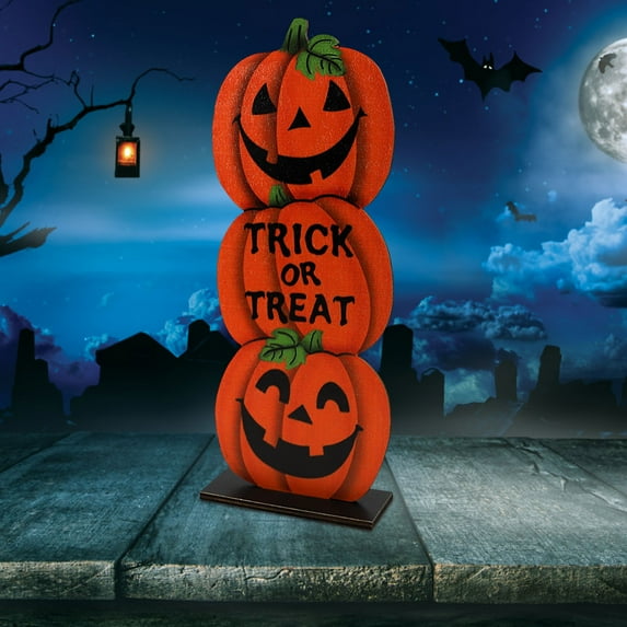 YANHAIGONG Halloween Tree Ornament Decorations,Wooden Pumpkin Ornaments ,Vintage Wood Hanging Tags Witches Children Black Cats Crows Brooms Hanging Pendant for Halloween Home Party Decor DIY Craft